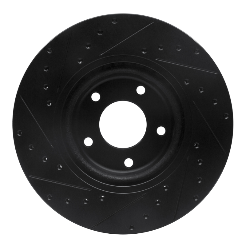 Jaguar XKR Brake Rotor (1) - Front Right - R1 Concepts - Drilled & Slotted - Black - `98-`06